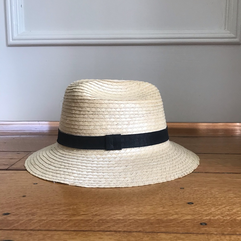 Panama hat with black grosgrain ribbon